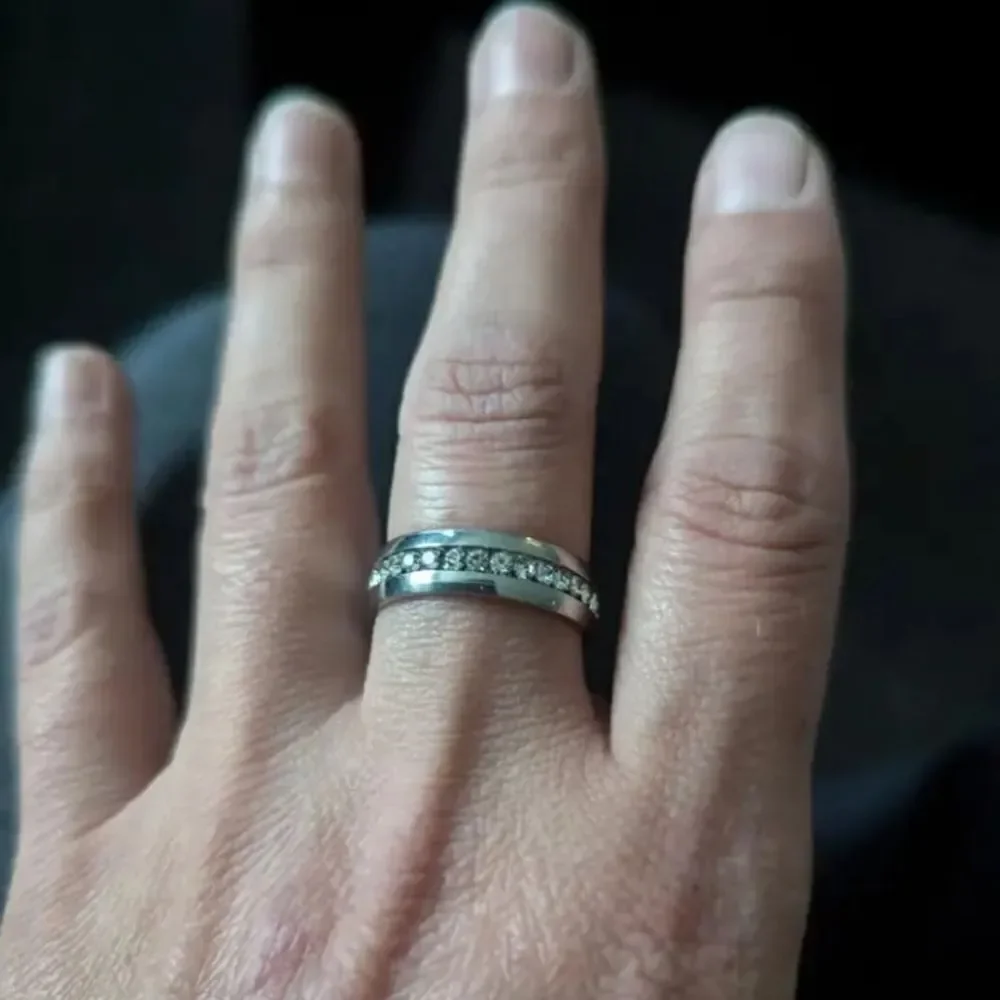 Silvery Crystal Men's Ring sz 10